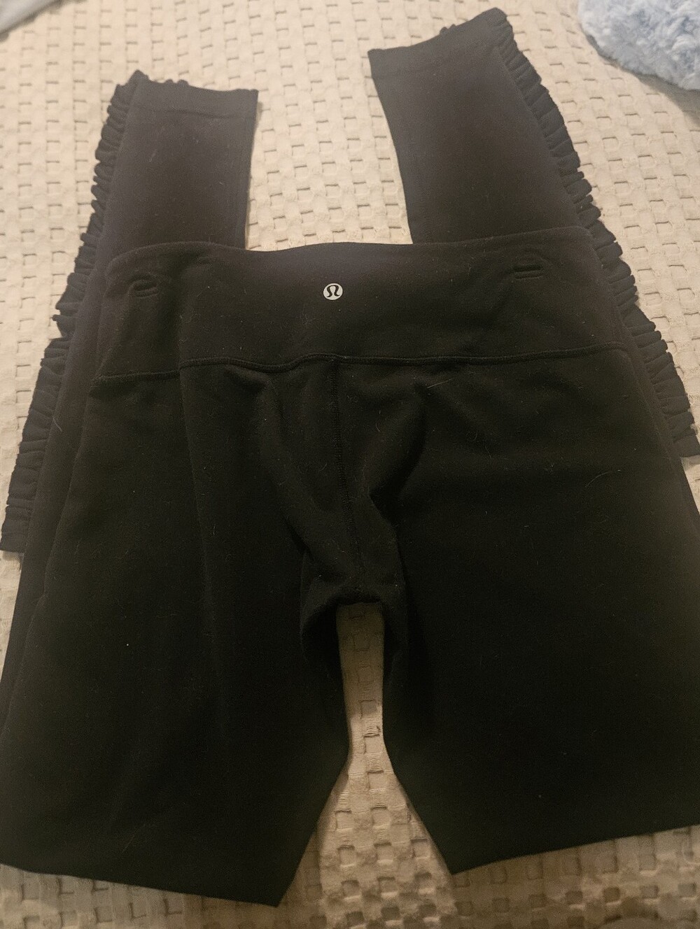 Lululemon Black Ruffle Trim Pants - Picture 3 of 7